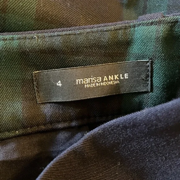 LOFT Green & Navy Plaid Cropped Pants - Picture 3 of 5